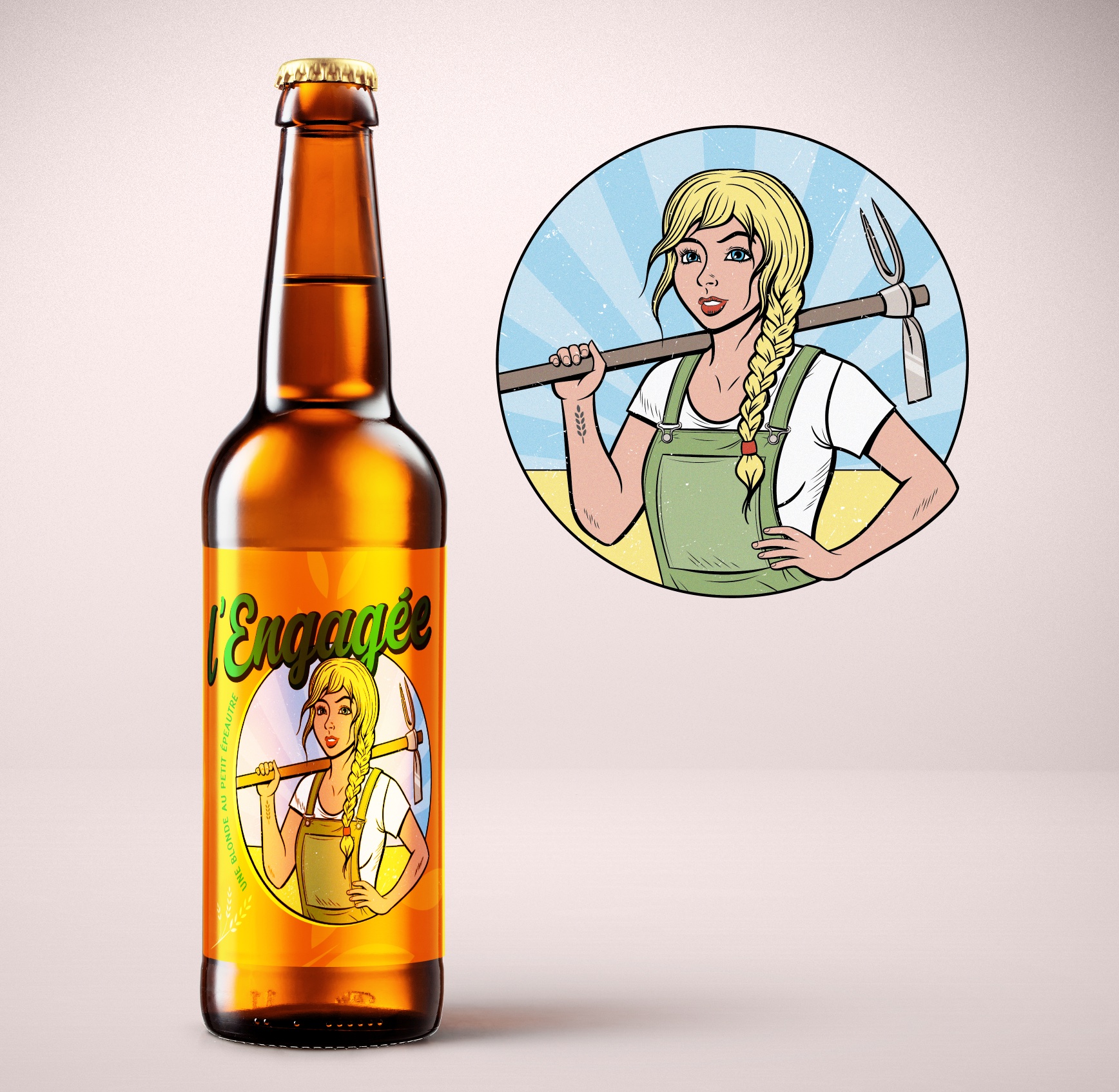 Illustration (Mise en page par Kristine Hillou), Bière “L’Engagée”